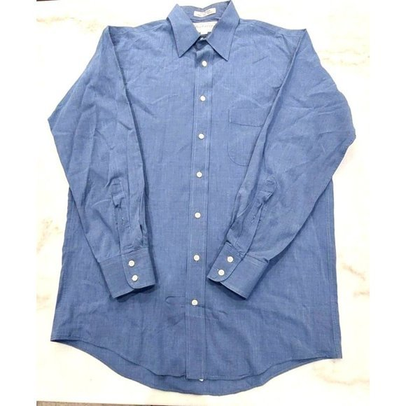 Vintage Burberrys of London Dress Shirt Mens 15-32 Blue‎ Made in USA